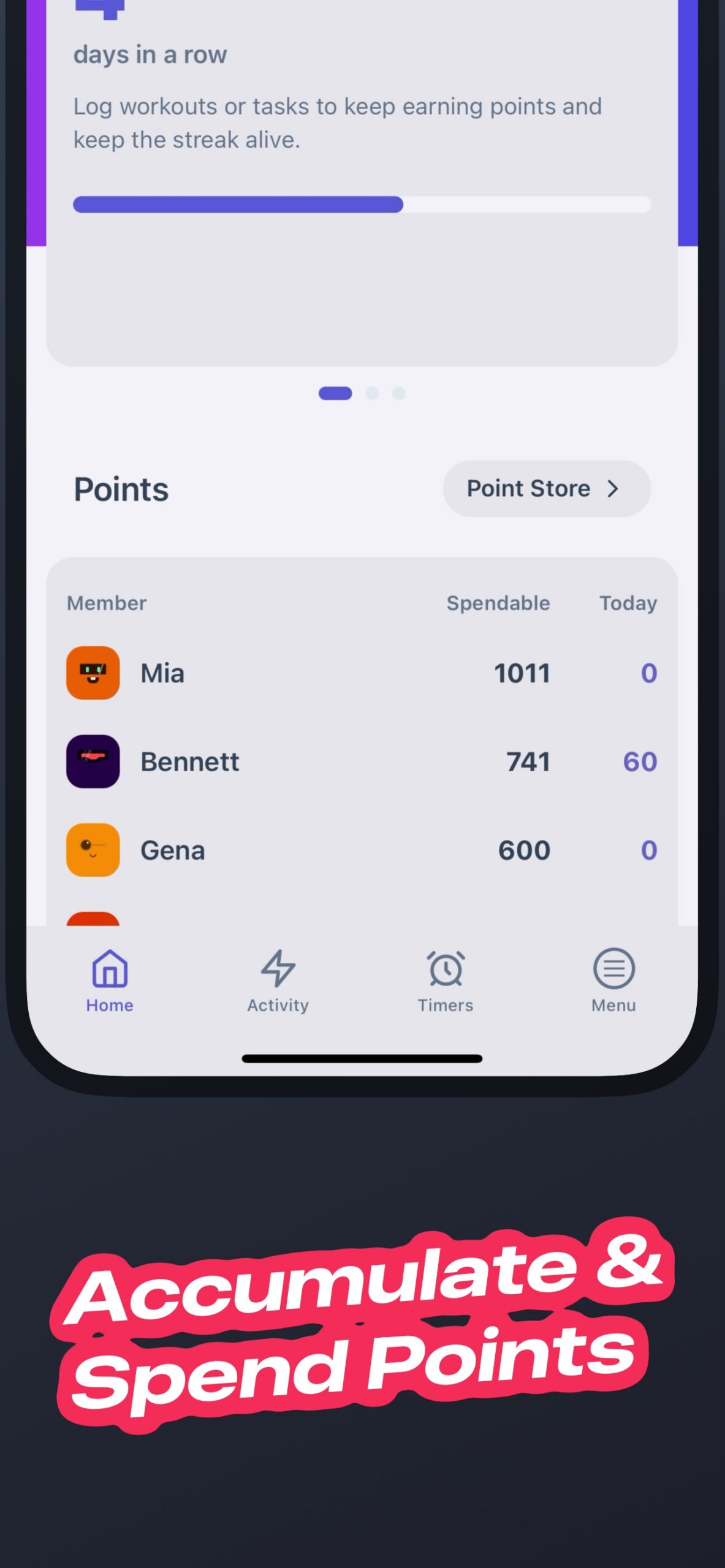 FamilyFit points — save what you earn